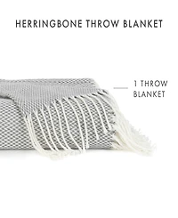 ienjoy Home Herringbone Fringed Throw, 60" x 50"