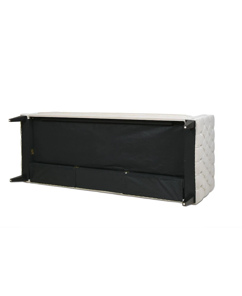 Jennifer Taylor Home Diane 84" Upholstered Bench Seat Tufted Tuxedo Sofa with Bolster Pillows