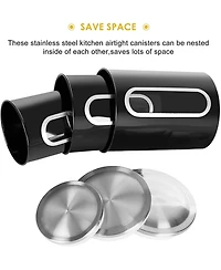 Megacasa 3 Piece Stainless Steel Canister Set in Black Finish