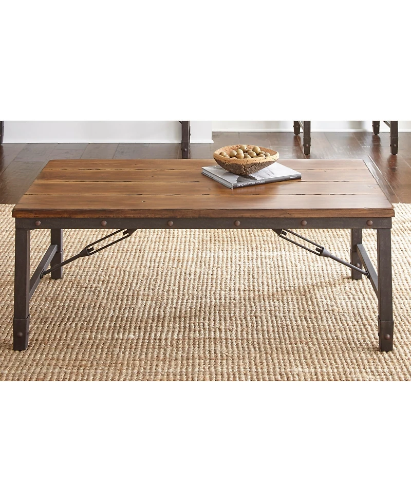 Steve Silver Ashford 48" Wood and Metal Industrial Style Cocktail Table