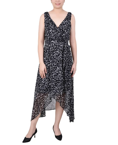 Ny Collection Petite Sleeveless Wrap Chiffon Dress