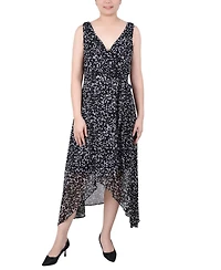 Ny Collection Petite Sleeveless Wrap Chiffon Dress