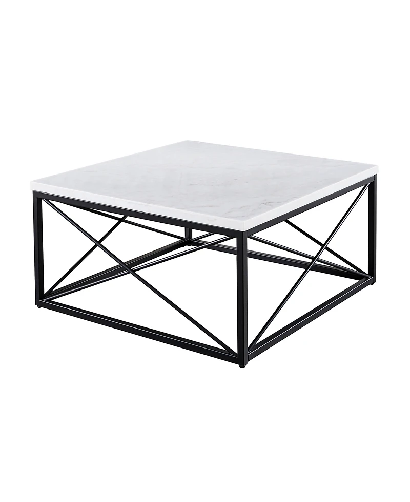 Steve Silver Skyler 36" Square Marble and Metal Cocktail Table