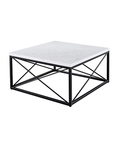 Steve Silver Skyler 36" Square Marble and Metal Cocktail Table