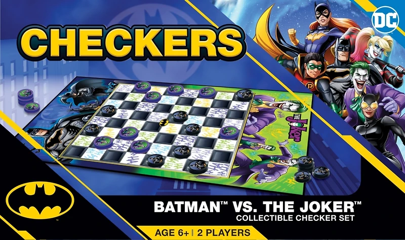 MasterPieces Batman vs The Joker Checkers Board Game for Kids