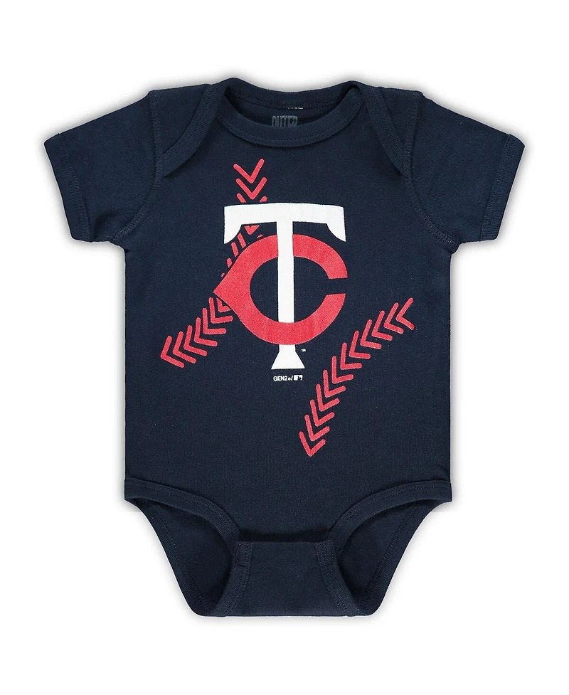 Newborn and Infant Boys Girls Navy Minnesota Twins Running Home Team Bodysuit