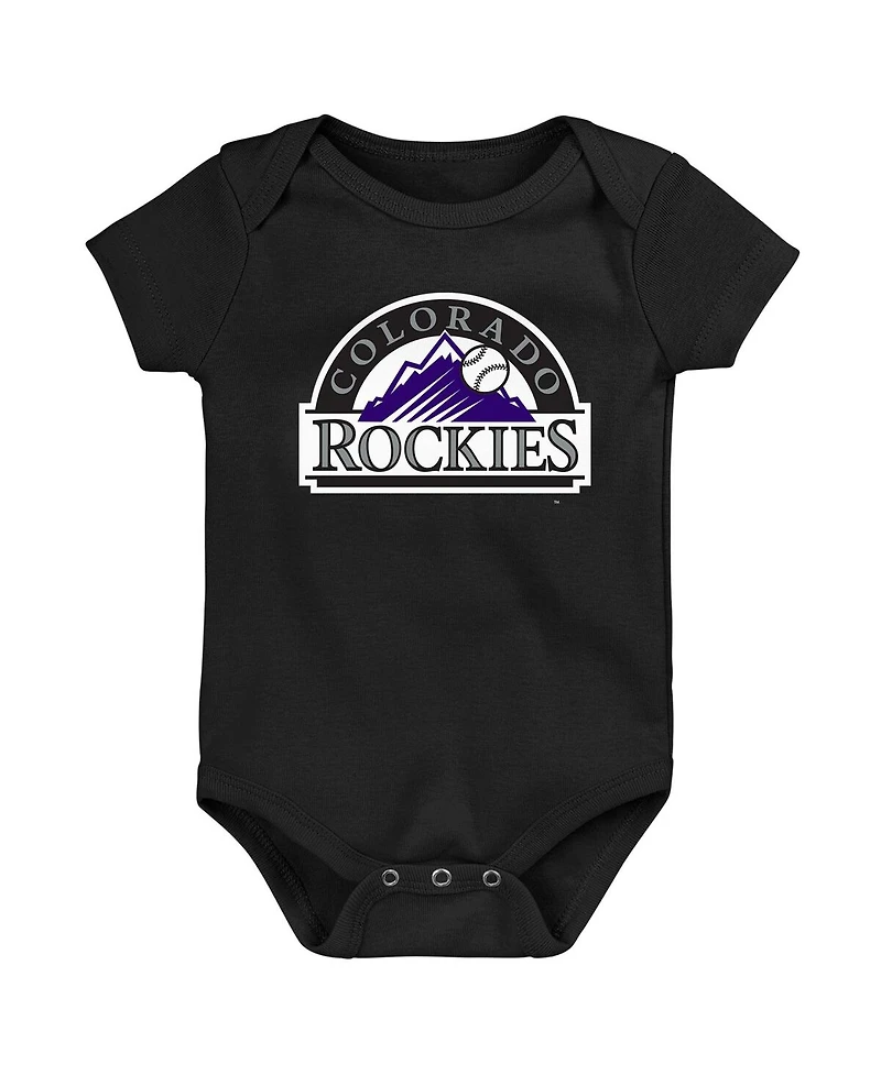 Newborn and Infant Boys Girls Black Colorado Rockies Primary Team Logo Bodysuit