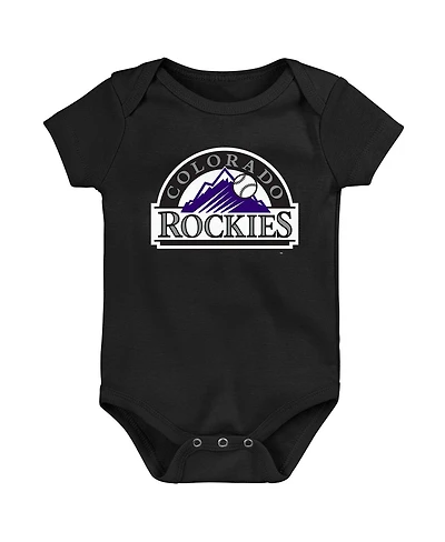 Newborn and Infant Boys Girls Black Colorado Rockies Primary Team Logo Bodysuit