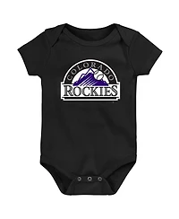Newborn and Infant Boys Girls Black Colorado Rockies Primary Team Logo Bodysuit