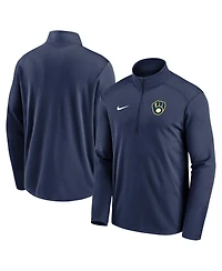 Men's Nike Navy Milwaukee Brewers Agility Pacer Performance Half-Zip Top