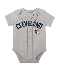 Infant Boys and Girls White, Heather Gray Cleveland Guardians Two-Pack Little Slugger Bodysuit Set