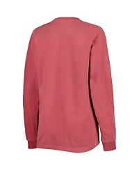 Women's Soft As A Grape Red Washington Nationals Team Pigment Dye Long Sleeve T-shirt