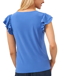CeCe Women's Ruffled Flutter-Sleeve Short Sleeve Knit Top