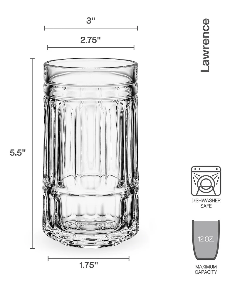 Mikasa Lawrence 12 Ounce Highball Drinking Glass 4-Piece Set