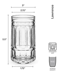 Mikasa Lawrence 12 Ounce Highball Drinking Glass 4-Piece Set