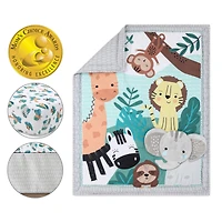 The Peanutshell Green and Grey Safari Adventures Crib Bedding Set for Baby Boys or Baby Girls, 3 Piece Nursery Set