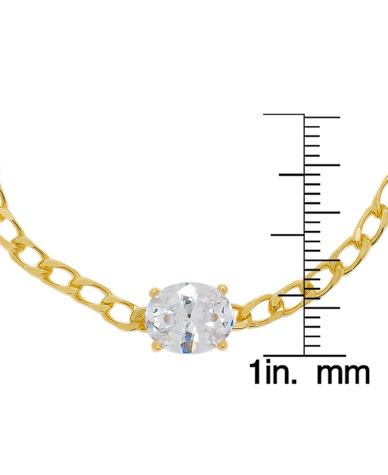 Macy's Cubic Zirconia Oval Chain Link Bracelet in 14K Gold Plated