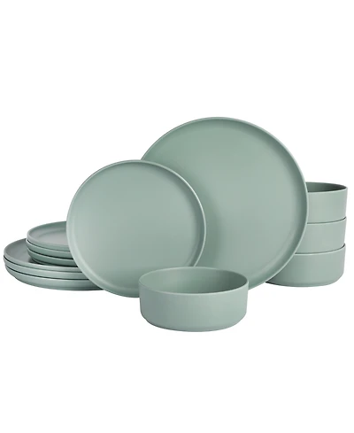 Gibson Canyon Crest Stackable Matte Melamine 12 Piece Set, Service for 4