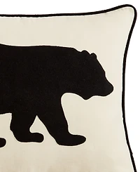 Eddie Bauer Bear Applique Grey Felt Decorative Pillow, 16" x 20"