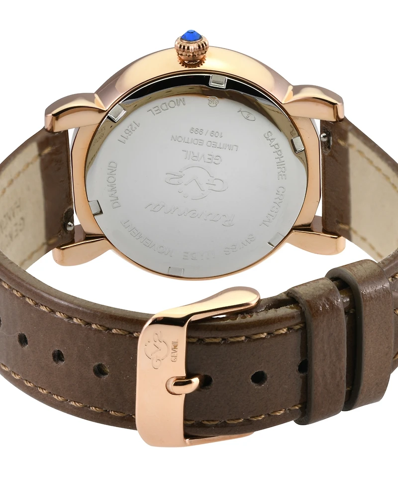 GV2 by Gevril Women's Ravenna Swiss Quartz Brown Leather Watch 37mm