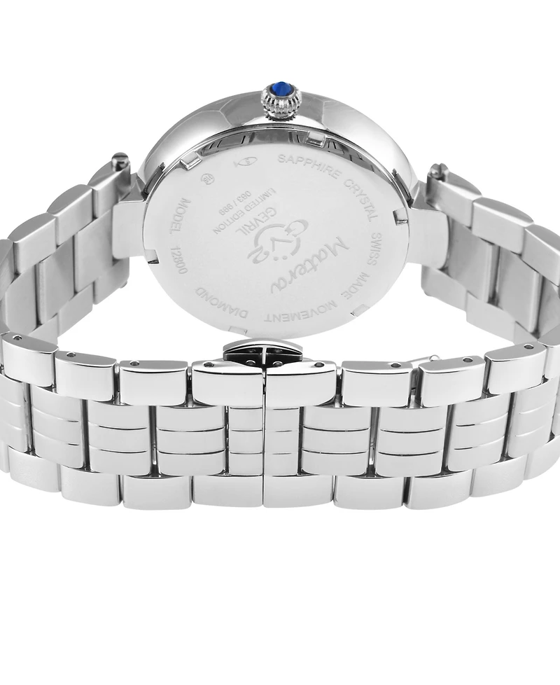 GV2 by Gevril Women's Matera Swiss Quartz Silver-Tone Stainless Steel Watch 35mm