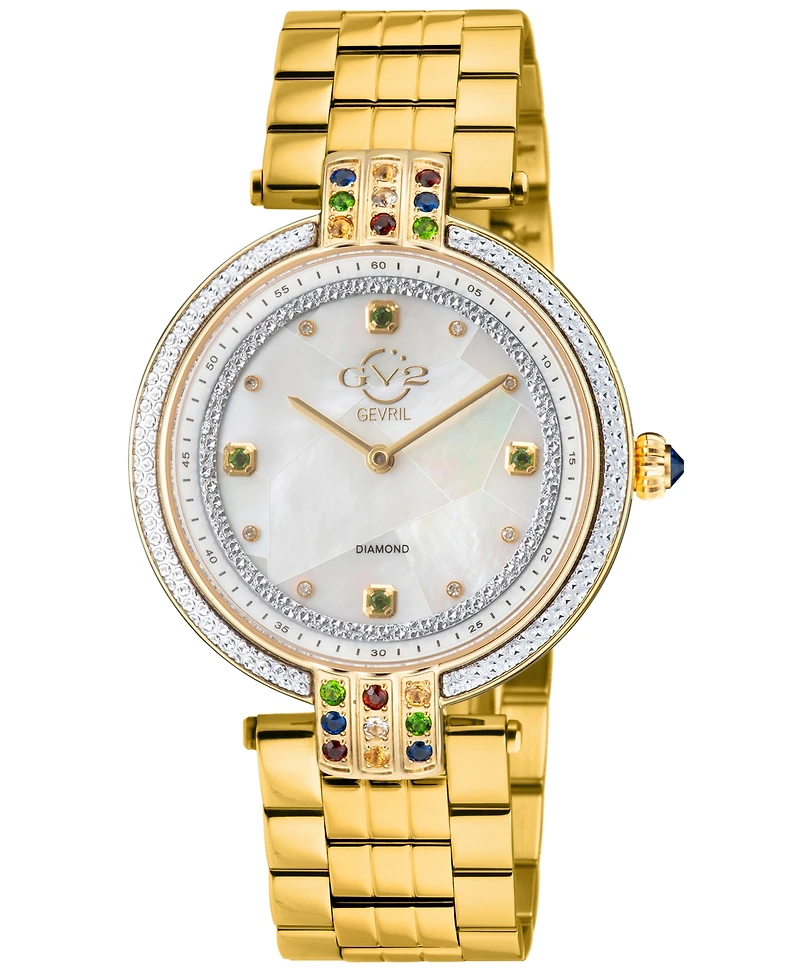 GV2 by Gevril Women's Matera Swiss Quartz Gold-Tone Stainless Steel Watch 35mm
