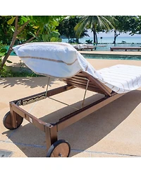 Arkwright Home Chaise Lounge Cover (Pack of 2, 30x85 in.), Cotton Terry Towel with Pocket to Fit Outdoor Pool or Chair, White Colored Stri