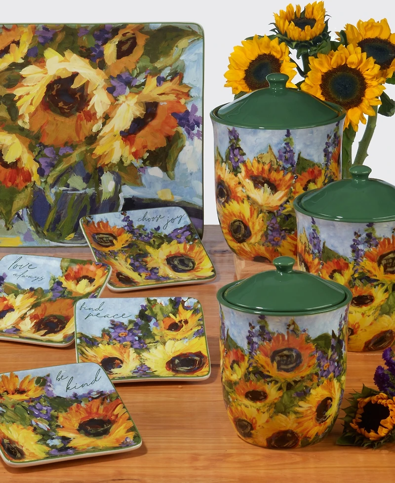 Certified International Sunflower Bouquet Canister Set 3-Pc