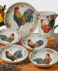 Certified International Floral Rooster Set of 4 Soup/Pasta Bowl 9"