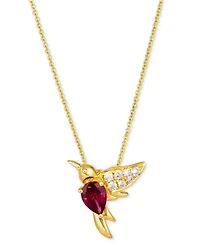 Le Vian Raspberry Rhodolite (7/8 ct. t.w.) & Nude Diamond (1/6 ct. t.w.) Hummingbird Pendant Necklace in 14k Gold, 18" + 2" extender
