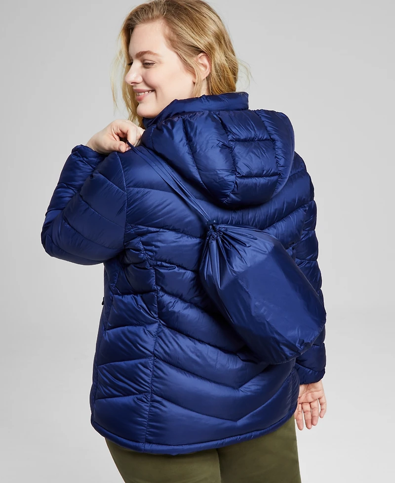 Charter Club Plus Packable Hooded Puffer Coat