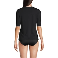 Lands' End Women's Long Torso SunShade Upf 50 Elbow Sleeve Relaxed Rash Guard