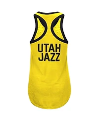 Women's G-iii 4Her by Carl Banks Gold Utah Jazz Showdown Scoop-Neck Racerback Tank Top