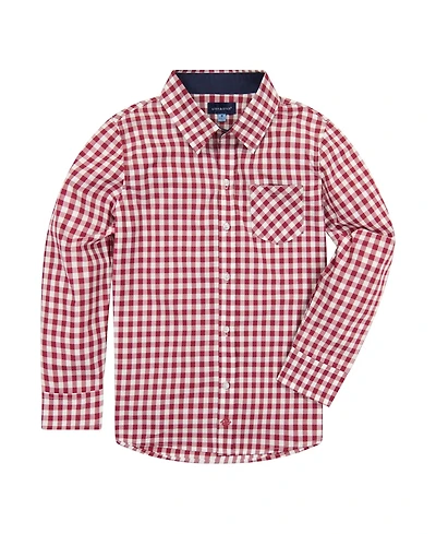 Andy & Evan Big Boys Maroon Gingham Classic Button-down Shirt