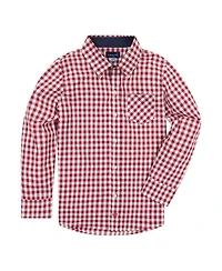 Andy & Evan Big Boys Maroon Gingham Classic Button-down Shirt