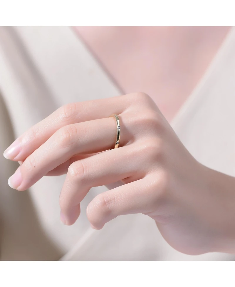 14k Gold Plated with Cubic Zirconia Enamel Bamboo Teens/Young Adult Stacking Ring
