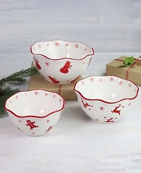 Euro Ceramica Winterfest 3-Piece Candy Bowl Set