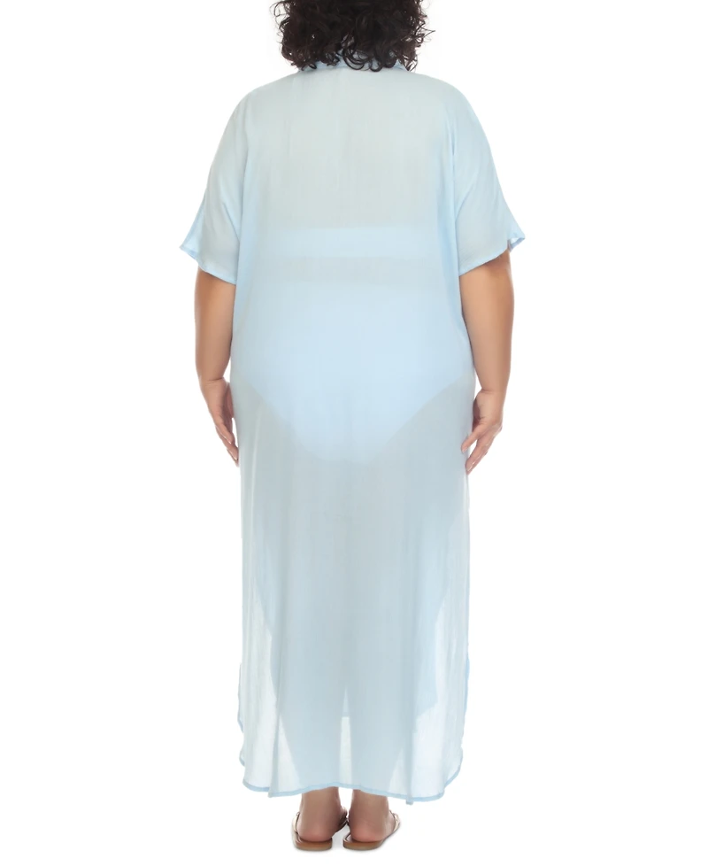Raviya Plus Button-Front Cover-Up Maxi Dress