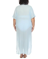 Raviya Plus Button-Front Cover-Up Maxi Dress