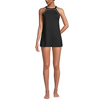 Lands' End Women's Ddd-Cup High Neck Swim Dress One Piece Swimsuit Adjustable Straps
