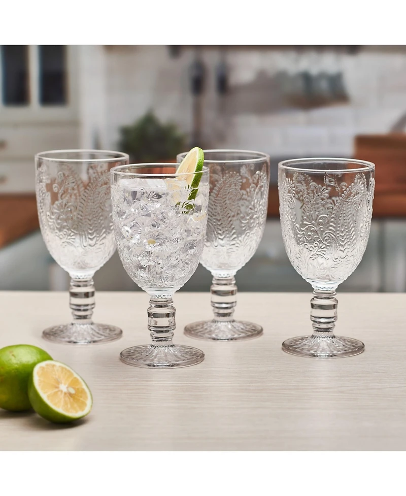Fitz and Floyd Maddi 10-oz Goblet Glasses 4-Piece Set