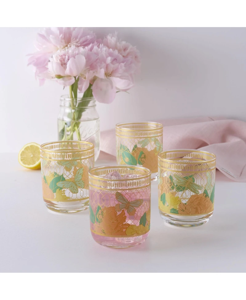 Fitz and Floyd Vintage-Like Vibe 13-oz Double Old Fashioned Glasses 4-Piece Set