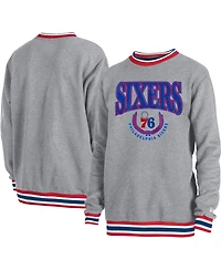 Men's and Women's New Era Gray Philadelphia 76Ers Vintage-Like Throwback Crew Sweatshirt