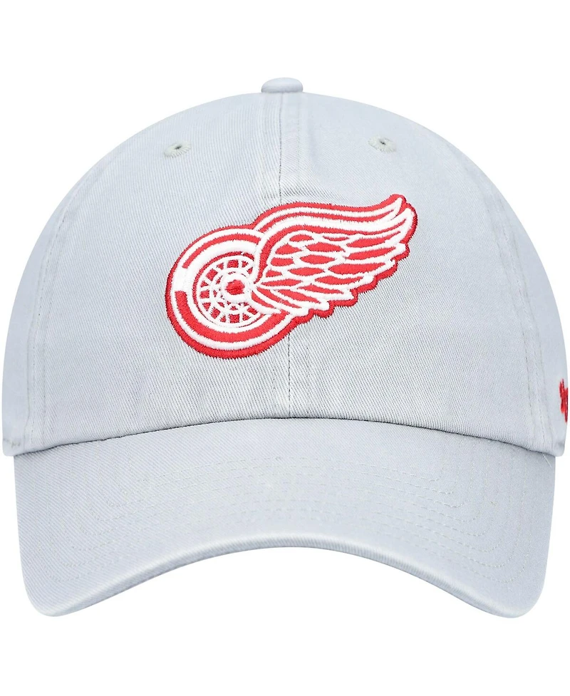 Men's '47 Brand Gray Detroit Red Wings Team Clean Up Adjustable Hat