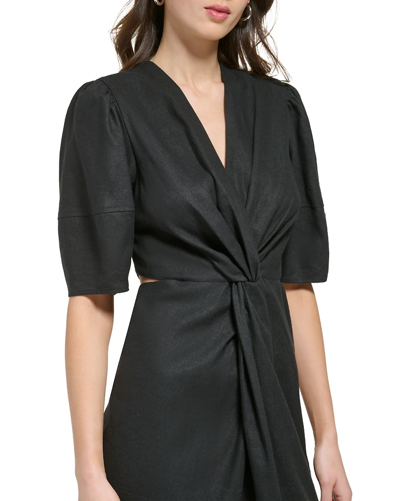 Dkny Women's Short-Sleeve Cutout Twist Dress