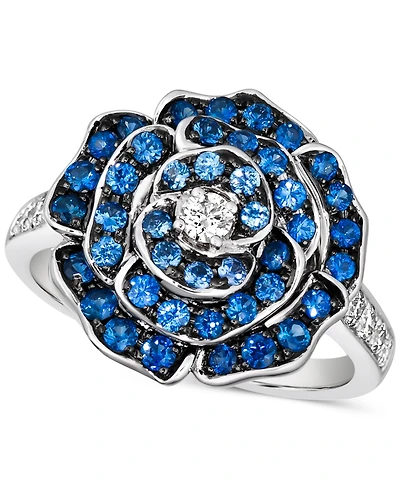 Le Vian Denim Ombre (7/8 ct. t.w.) & Nude Diamond (1/4 ct. t.w.) Flower Ring in 14k White Gold