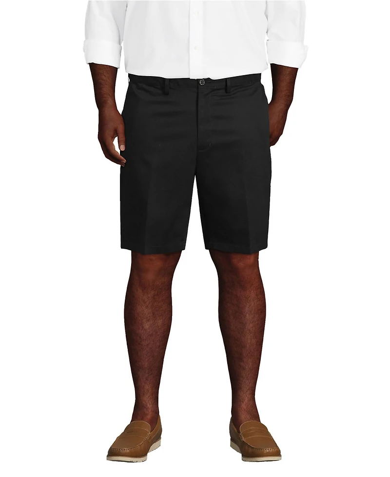 Lands' End Big & Tall No Iron 9" Comfort Waist Plain Front Chino Short