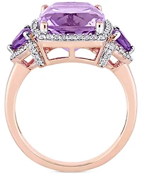 Amethyst (5-3/8 ct. t.w.) & Diamond (1/3 Halo Ring 14k Rose Gold