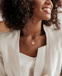 Morganite (5/8 ct. t.w.) & White Topaz (7/8 ct. t.w.) Heart Padlock 18" Pendant Necklace in 18k Rose Gold-Plated Sterling Silver