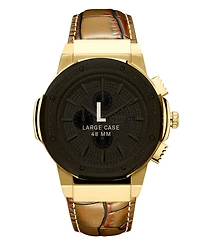 Jbw Men's Saxon Brown Leather Band Watch, 48mm